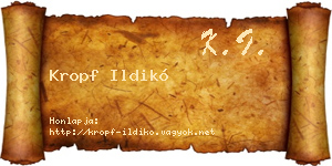 Kropf Ildikó névjegykártya